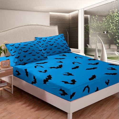 Happy Halloween Bats Fitted Sheet Twin Size