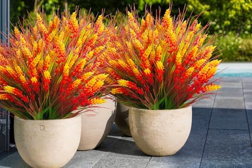 Thinktral Artificial Fall Flowers Outdoor 18 Pcs UV Resistant