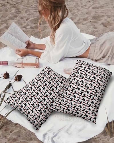Waterproof Pillow Protector 2 Pack with Black Cat Christmas Hat Design