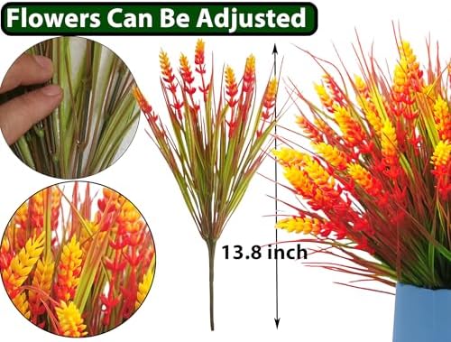 Thinktral Artificial Fall Flowers Outdoor 18 Pcs UV Resistant