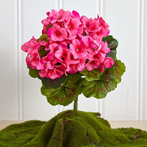 Nearly Natural Artificial Geranium Bush Set of 4