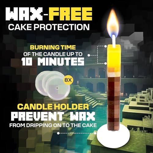Pixel Torch Birthday Candles for Minecraft Fans