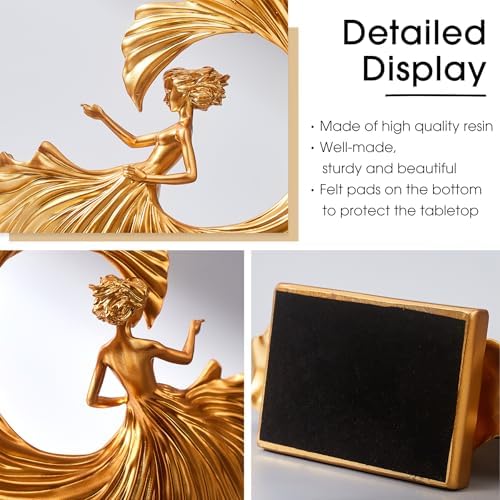 FJS Luxury Gold Dancing Girl Statue for Home Decor