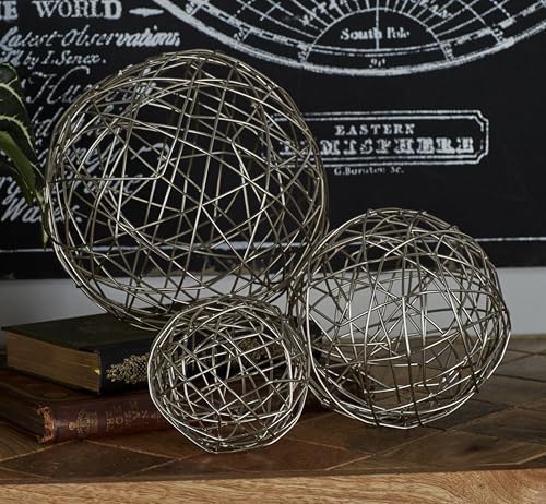 Deco 79 Set of 3 Silver Metal Geometric Sculptures