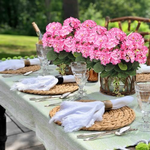 3 Pcs Artificial Pink Geraniums for Garden Decor