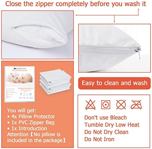 Bedecor Queen Pillow Protector with Zipper 4 Pack