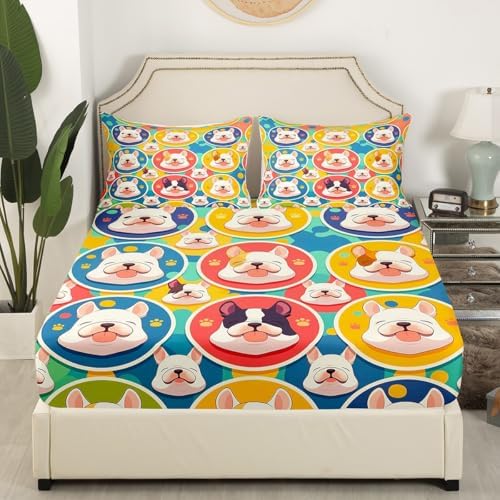 Castle Fairy Cute Dogs Fitted Sheet Twin Size