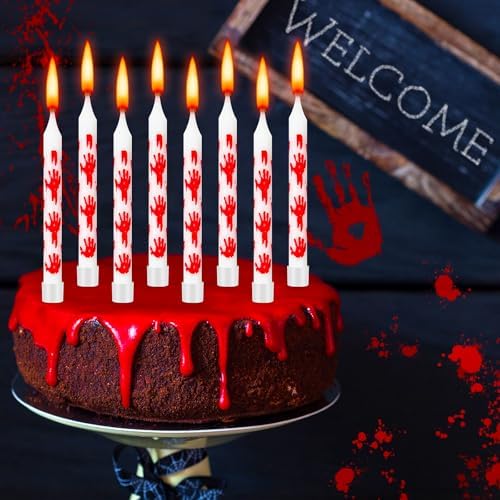 Gulfmew 12 Pcs Bloody Handprint Birthday Candles 1