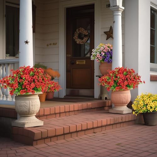 10 Bundles Artificial Faux Flowers for Outdoor Decor