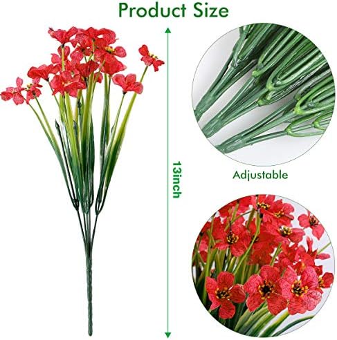 ZEOSTARO 20 Bundles Artificial Deep Red Flowers
