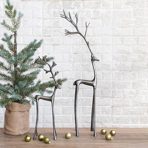 Creative Co-Op Reindeer Sculpture Gunmetal Finish