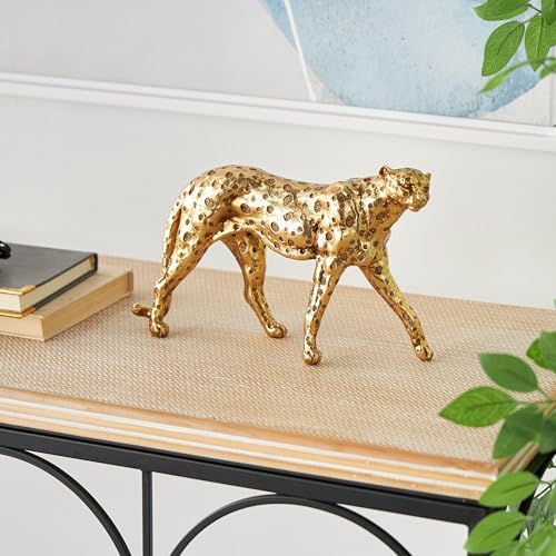 Deco 79 Resin Leopard Gold Statue 10x3x7