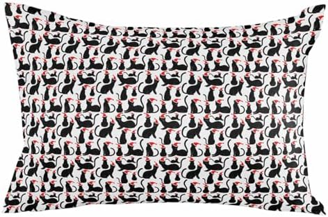 Waterproof Pillow Protector 2 Pack with Black Cat Christmas Hat Design