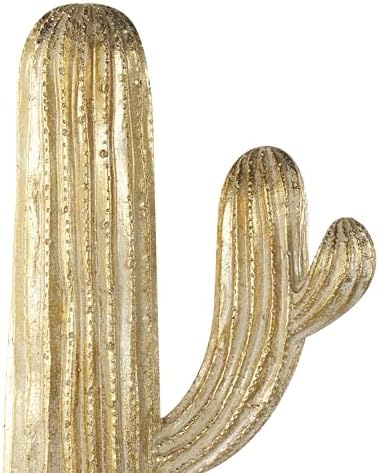 Deco 79 Gold Resin Cactus Sculpture 10x7x23 Home Decor Accent