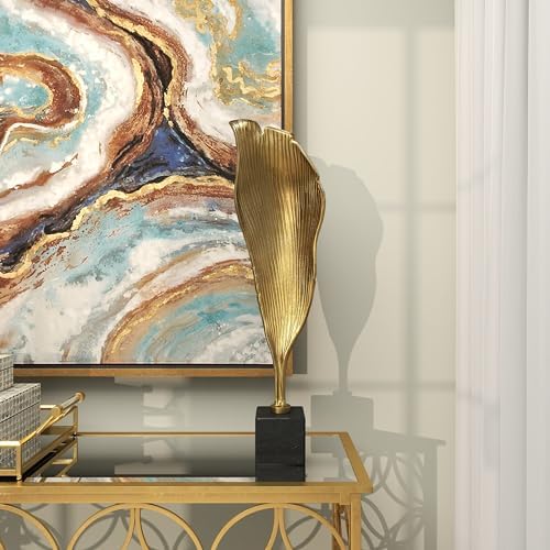 Deco 79 Gold Aluminum Leaf Sculpture with Black Marble Base 1