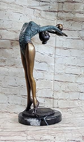Limited Edition Floor Kid Gymnast Bronze Sculpture on Marble Base