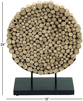 Deco 79 Modern Teak Wood Sculpture with Black Stand