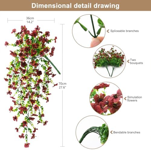 ZFProcess Artificial Hanging Daisy Flowers 2PCS UV Resistant Fall Decor