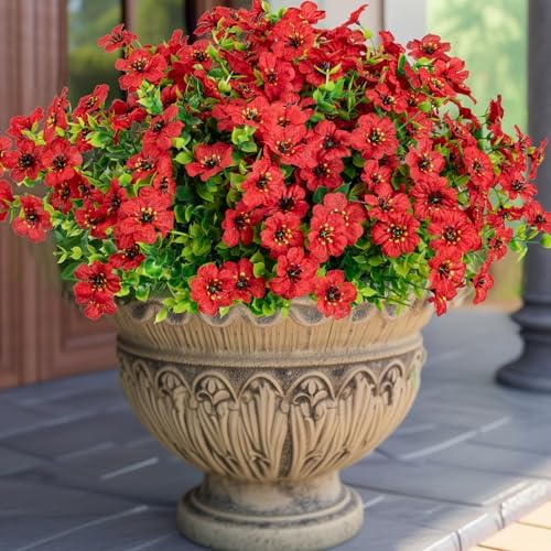 10 Bundles Artificial Faux Flowers for Outdoor Decor
