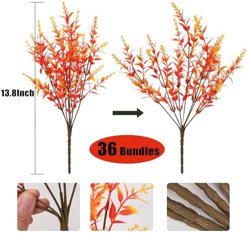 RECUTMS Artificial Lavender Flowers 36-Bundle UV Resistant Decor