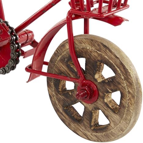 Deco 79 Artistic Metal Bike Statues with Wood Wheels Set of 3