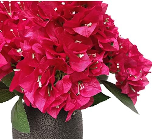 Dophinena 4pcs Artificial Bougainvillea Bush Hot Pink