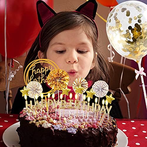 BEAN LIEVE Gold Birthday Cake Decor Set 12 Pieces