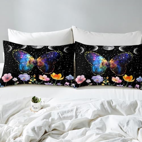 Castle Fairy Butterfly Fitted Sheet Twin Set with Pillowcase