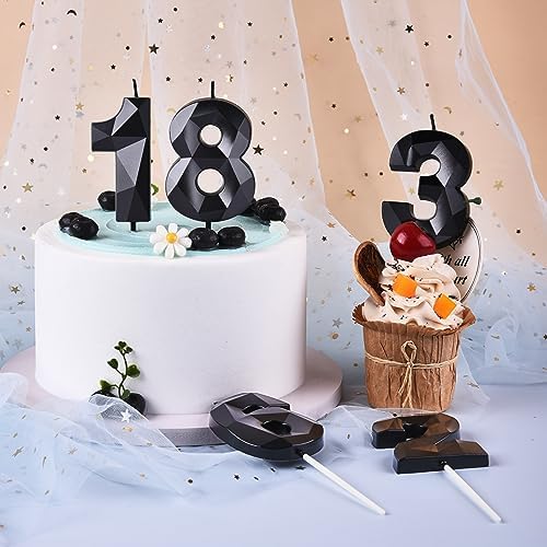 PHD CAKE 276 Inch Crystal Black 5 Number Birthday Candles