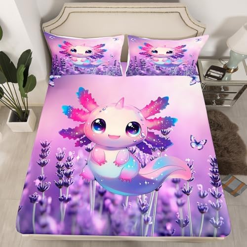 Castle Fairy Purple Lavender Axolotl Bed Sheet Set