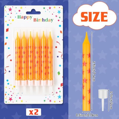 12 Pcs Anime Star Themed Birthday Candles Yellow and Red Print