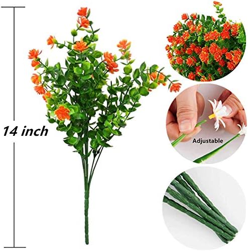 ZWYOQI 8 Pack Artificial Orange Flowers UV Resistant Decor