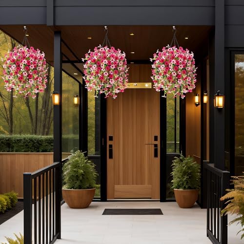 INXUGAO Artificial Hanging Flower Basket with Faux Silk Daisy and Metal Chains
