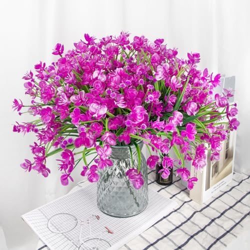 Ouddy Decor 24 Bundle Artificial Flowers Fuchsia
