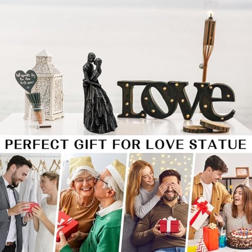 Prettidecor Kissing Couple Statue Black Wedding Gift