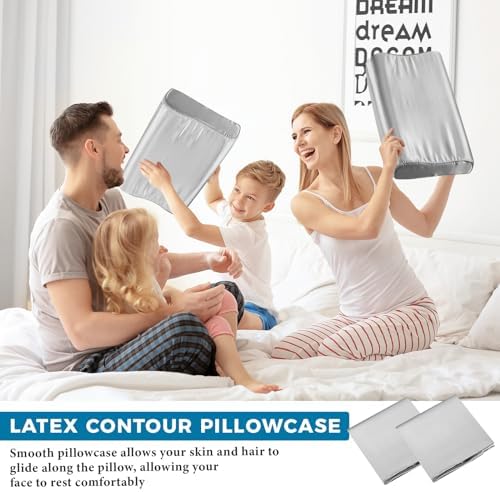 Breling 2 Pcs Light Gray Memory Foam Pillowcase Set