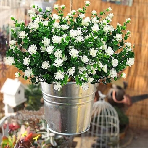 KLUFO Artificial Flowers 4Pack UV Resistant Home Decor