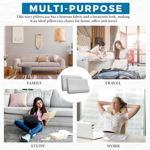 Breling 2 Pcs Light Gray Memory Foam Pillowcase Set