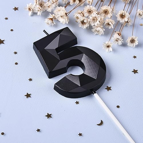 PHD CAKE 276 Inch Crystal Black 5 Number Birthday Candles