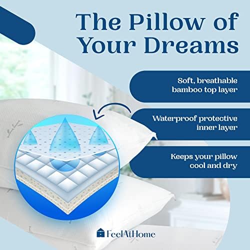 FeelAtHome Cooling Pillow Cover Waterproof 65 Polyester 35 Rayon