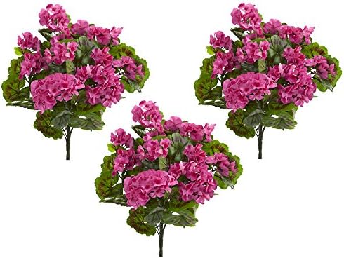 Nearly Natural Geranium Artificial Bush Set of 3
