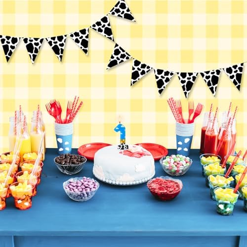 Blue Sky White Cloud Cow Birthday Candle Number 1