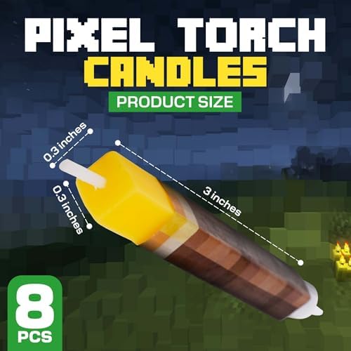 Pixel Torch Birthday Candles for Minecraft Fans