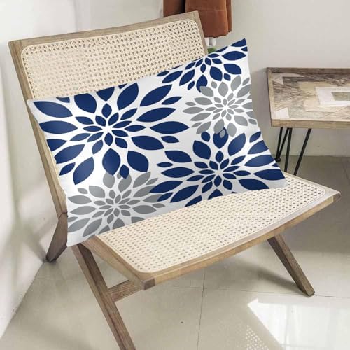 Blue Dahlia Flower Pillowcase Queen Size 20x30 Inch
