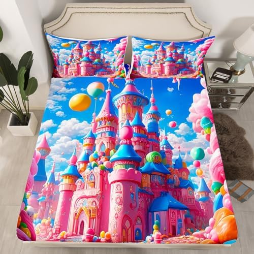 Castle Fairy Candy Castle Fitted Sheet Twin Size