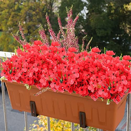 Jutom 24 Pcs Artificial Hydrangea Flowers Red UV Resistant 1