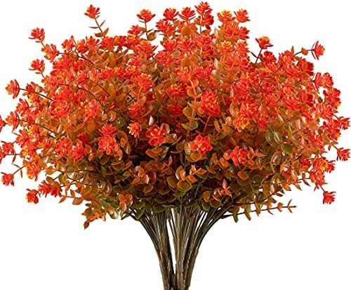 URSTOUD 24PCS Artificial Eucalyptus Plants Fall Orange