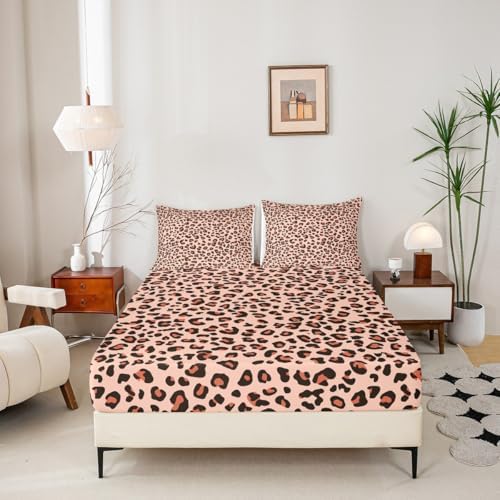 Castle Fairy Leopard Print Twin Fitted Sheet Set