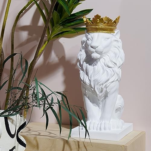 White Lion Statue 15 Inch Home Decor Sculpture