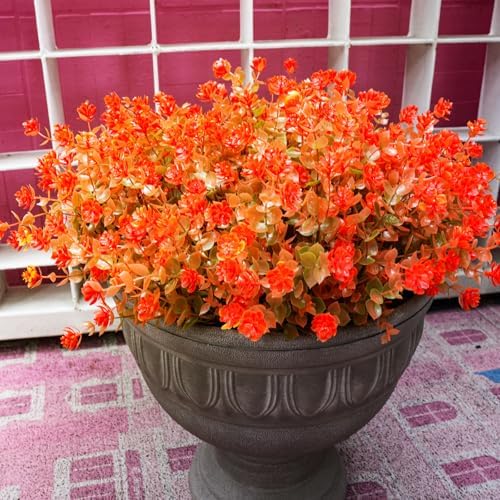 MEHUKAII 12 Bundles Artificial Fall Flowers - Orange
